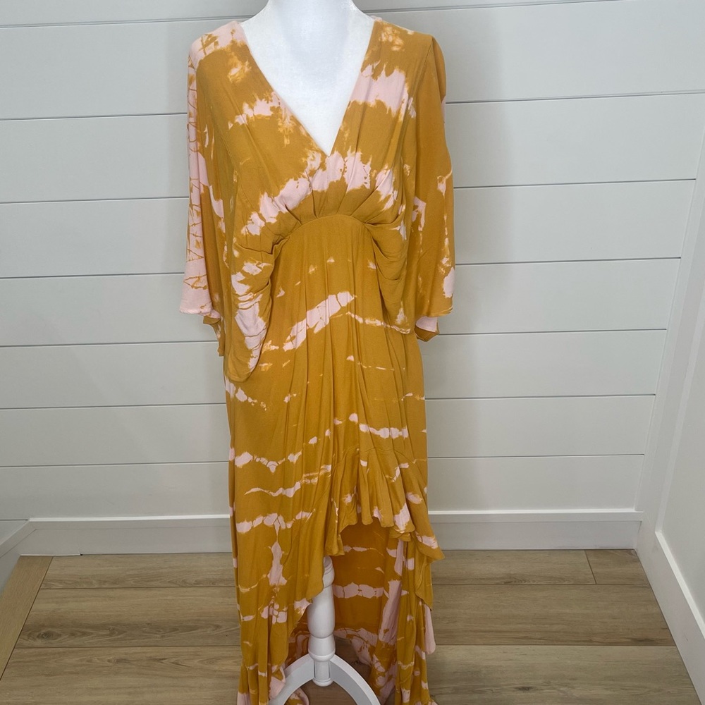 Young Fabulous & Broke Tie Dye Boho Ruffle Maxi Dress